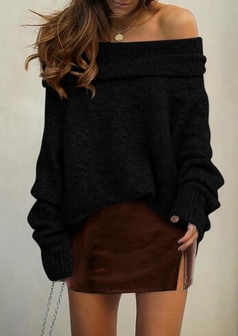 PRETTYGARDEN Women's Sweaters Fall Off The Shoulder Long Sleeve Top 2024 Outfits Loose Knitted Winter Pullover in Kuwait