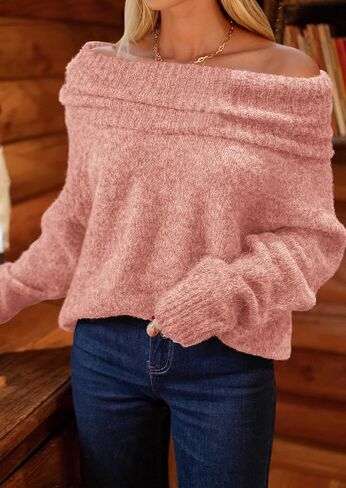 PRETTYGARDEN Women's Sweaters Fall Off The Shoulder Long Sleeve Top 2024 Outfits Loose Knitted Winter Pullover in Kuwait