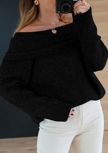PRETTYGARDEN Women's Sweaters Fall Off The Shoulder Long Sleeve Top 2024 Outfits Loose Knitted Winter Pullover in Kuwait
