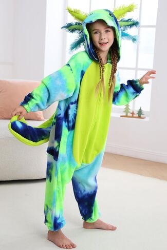 DarkCom Kids Animal Onesie,Women and Mens Cosplay Axolotl Onesie Halloween Costume Christmas Pajamas Sleepwear in Kuwait