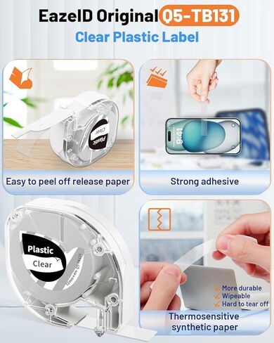 شريط صانع الملصقات LT12 متوافق مع صانع الملصقات DYMO LetraTag يعيد تعبئة شريط Pastic 91331 لعلامة DYMO Letra 100H LT-100T Plus LT110T، 1/2 بوصة × 13 قدم (12 مم × 4 م)، أسود على أبيض، 3 عبوات TB231 in Kuwait