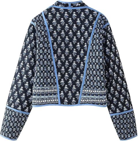 Yimoon Women's Quilted Jacket Lightweight Floral Print Cropped Puffer Coat Short Padded Open Front Winter Outwear in Saudi Arabia