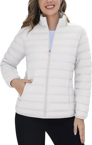 TACVASEN Womens Puffer Jacket Quilted Lightweight Stand Collar Zip Up Alternative Down Coat Warm Winter with 4 Pockets in Saudi Arabia