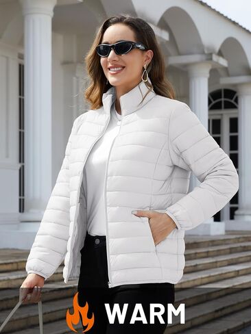 TACVASEN Womens Puffer Jacket Quilted Lightweight Stand Collar Zip Up Alternative Down Coat Warm Winter with 4 Pockets in Saudi Arabia