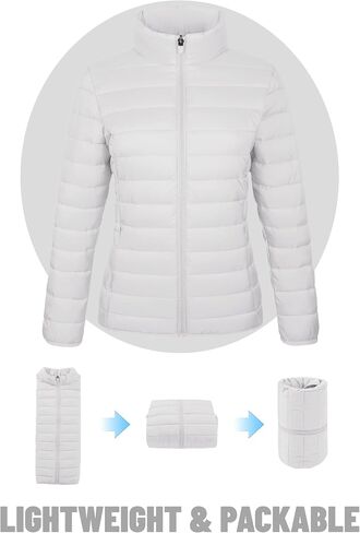 TACVASEN Womens Puffer Jacket Quilted Lightweight Stand Collar Zip Up Alternative Down Coat Warm Winter with 4 Pockets in Saudi Arabia