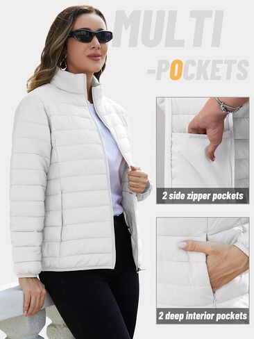TACVASEN Womens Puffer Jacket Quilted Lightweight Stand Collar Zip Up Alternative Down Coat Warm Winter with 4 Pockets in Saudi Arabia