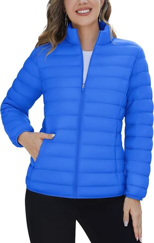 TACVASEN Womens Puffer Jacket Quilted Lightweight Stand Collar Zip Up Alternative Down Coat Warm Winter with 4 Pockets in Saudi Arabia