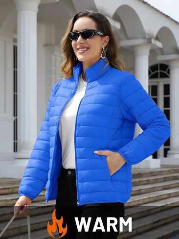 TACVASEN Womens Puffer Jacket Quilted Lightweight Stand Collar Zip Up Alternative Down Coat Warm Winter with 4 Pockets in Saudi Arabia