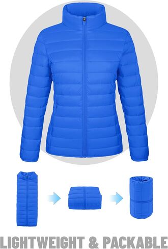 TACVASEN Womens Puffer Jacket Quilted Lightweight Stand Collar Zip Up Alternative Down Coat Warm Winter with 4 Pockets in Saudi Arabia