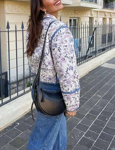 Yimoon Women's Quilted Jacket Lightweight Floral Print Cropped Puffer Coat Short Padded Open Front Winter Outwear in Kuwait