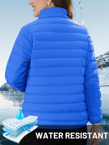 TACVASEN Womens Puffer Jacket Quilted Lightweight Stand Collar Zip Up Alternative Down Coat Warm Winter with 4 Pockets in Saudi Arabia