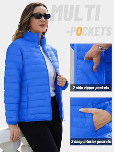 TACVASEN Womens Puffer Jacket Quilted Lightweight Stand Collar Zip Up Alternative Down Coat Warm Winter with 4 Pockets in Saudi Arabia