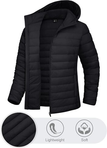 TACVASEN Women's Lightweight Puffer Jacket with Hood Pockets Quilted Padded Full-zip Winter Coat in Saudi Arabia