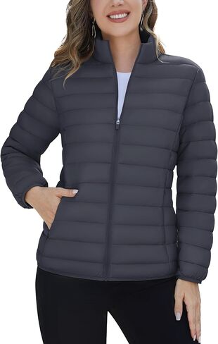 TACVASEN Womens Puffer Jacket Quilted Lightweight Stand Collar Zip Up Alternative Down Coat Warm Winter with 4 Pockets in Saudi Arabia