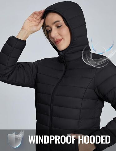 TACVASEN Women's Lightweight Puffer Jacket with Hood Pockets Quilted Padded Full-zip Winter Coat in Saudi Arabia