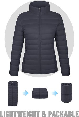 TACVASEN Womens Puffer Jacket Quilted Lightweight Stand Collar Zip Up Alternative Down Coat Warm Winter with 4 Pockets in Saudi Arabia