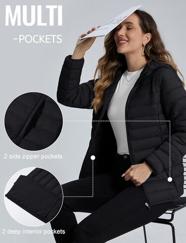 TACVASEN Women's Lightweight Puffer Jacket with Hood Pockets Quilted Padded Full-zip Winter Coat in Saudi Arabia
