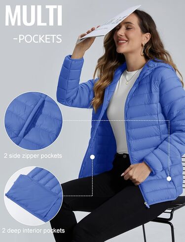 TACVASEN Women's Lightweight Puffer Jacket with Hood Pockets Quilted Padded Full-zip Winter Coat in Saudi Arabia