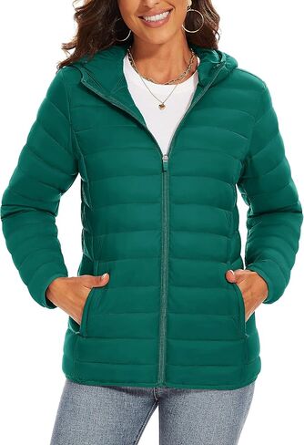 TACVASEN Women's Lightweight Puffer Jacket with Hood Pockets Quilted Padded Full-zip Winter Coat in Saudi Arabia