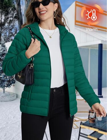 TACVASEN Women's Lightweight Puffer Jacket with Hood Pockets Quilted Padded Full-zip Winter Coat in Saudi Arabia