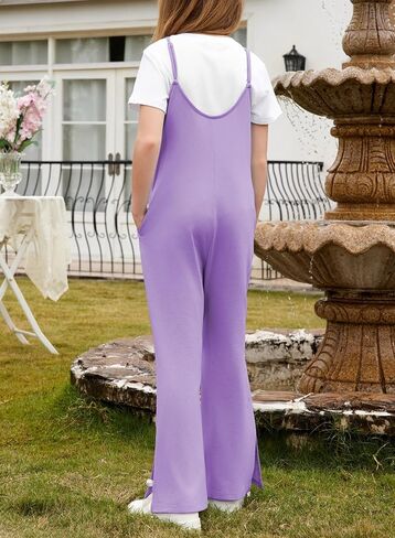 بدلة قفز عصرية للفتيات المراهقات 2025 من blibean بدون أكمام للأطفال وجيوب وحزام مقاس 6-15 سنة in Kuwait