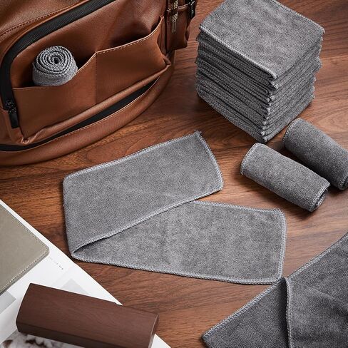 20 Pcs Shoe Shine Cloth Leather Shoes Buffing Cloth Suede Cloth Shoe Cleaner Care Shoe Polish Cloth for Boots Cleaning, Gray in Saudi Arabia