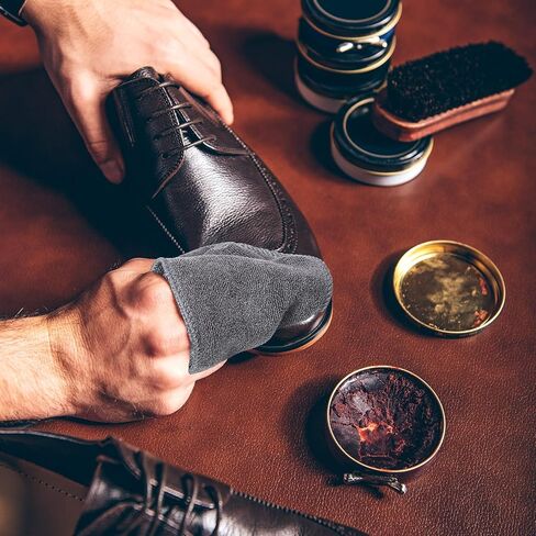 20 Pcs Shoe Shine Cloth Leather Shoes Buffing Cloth Suede Cloth Shoe Cleaner Care Shoe Polish Cloth for Boots Cleaning, Gray in Saudi Arabia