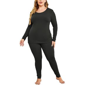 IN'VOLAND Women’s Plus Size Thermal Long Johns Sets Fleece Lined 2 Pcs Underwear Top & Bottom Pajama Set in Kuwait