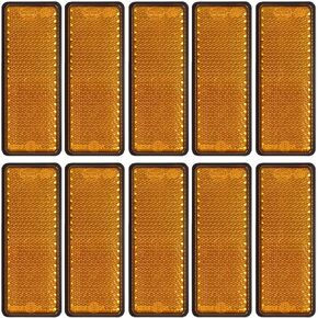 10 Pack Red Self Adhesive Rectangle Reflectors, E11 Approval Road Safety Stick-on Rear Reflectors for Trailer Caravan Truck Lorry or Agricultural Machines