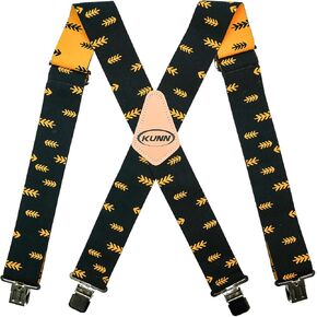 KUNN Mens Suspenders X-Back 2 Inch Wide Elastic Suspender Heavy Duty Clips Work Suspenders