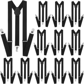 12 Pcs Suspenders for Men Adjustable Suspenders Heavy Duty Suspenders with Swivel Hooks, Men Y-Back Style Suspenders Belts for Work Jeans