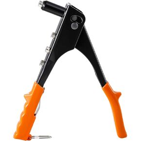 Heavy Duty Hand Riveter, Rivet Gun, 3/32"-1/8"-5/32"-3/16", Six Twist Drill bits，Durable and Suitable for Metal, Plastic