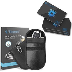 بطاقات TICONN RFID - 4 عبوات + حقيبة فاراداي لمفتاح Fob (عبوتان، PU)