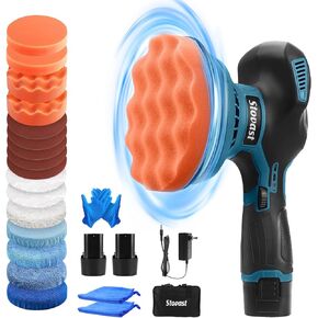 Cordless Polisher, Stovast Car Buffer Polisher 6 Variable Speed 2500-5500 RPM with 2pcs 12V Lithium Rechargeable Battery for Auto Detailing/Polishing/Waxing