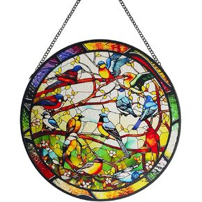 Butterfly Sunflower Stained Glass Window Hanging, Butterfly Sunflower Suncatchers for Windows Hanging Butterfly Stained Glass Wall Art Sunflower Gifts for Women Mom Teacher