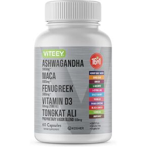 Ashwagandha 5000mg, Black Maca Root 5000mg, Fenugreek 3000mg, Vitamin D3 2,000 IU with Tongkat Ali & Proprietary Vigor Blend 100mg - Calm, Relax, Mood Support for Women & Men - 60 Capsules