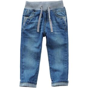 Boys' Elastic Washed Pull On Straight Jeans, 2T-14 Years