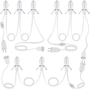 Meonum Accessory Cord with 3 LED Light Bulbs, 8.2 Ft Indoor Blow Mold Light Cord with Female Plug for Halloween Pumpkins Christmas Village Houses and Craft Projects Decoration, Warm White (3 Pack)