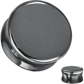 Pair (2PCS) HEMATITE STONE PLUGS Double Flare Organic Gauges Ear Tunnels 9288, Black