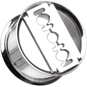 Covet Jewelry Razor Blade Hollow Steel Double Flared Ear Gauge Plug