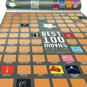 Travel Revealer 100 Movie Scratch Off Poster 2024 Selected IMDb Top 100 Movies Scratch Off Poster 17"x24" Best Films of All Time Movie Bucket List Scratch Off Poster | Scratch Off Movie Poster Silver
