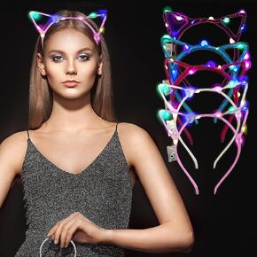 40 Pcs Light Up Cat Ears Headband Decoration Set,Suitable for Bar Nightclub Light Up Girl Headdress Party Supplies Birthday Gift