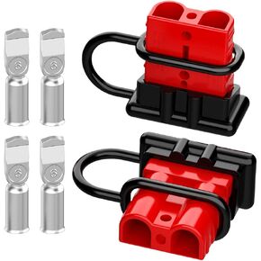 Anderson Connector, 50AMP 6–12Gauge 12V-36V Battery Quick Connect/Disconnect Connector Wire Harness Plug Kit Winch Wiring Kit for ATV Car Winch Motor - Red 2-Pack