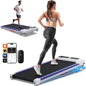Under Desk Walking Pad Treadmill: Incline Voice Controlled Smart Treadmill 300 lbs Capacity for Home Office Use, Compatible with ZWIFT KINOMAP WELLFIT App