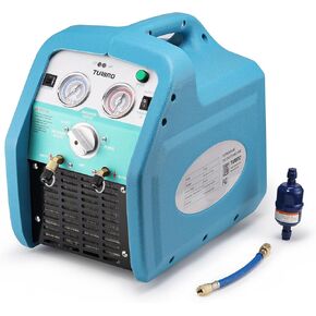 TURBRO 3/4 HP Refrigerant Recovery Machine, 120V 60Hz Single Cylinder Oil-less Unit for Liquid and Vapor Refrigerant, Handles R32 and R1234yf, for Industrial, Home HVAC and Automotive AC Systems
