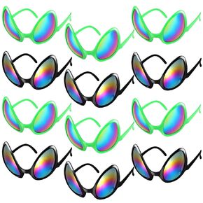 Bencailor 12 Pack Alien Glasses with Lenses Funny Glasses for Alien Costume Accessories Carnival Christmas Gift Party Favor(Bright Colors)