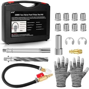 38900 Two Valve Tool Kit,Ford Thread Repair Kit,Repair Spark Plug Threads in 4.6L 5.4L and 6.8L V-10 Ford Triton Engines,Professional Tools(Metallic)