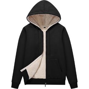 Flygo Women Winter Hoodies Zip Up Fleece Sherpa Lined Warm Sweatshirts Jacket