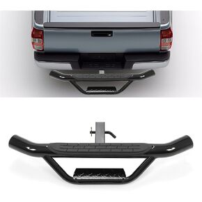 ECOTRIC Universal Bumper Hitch Step Trailer for SUV Trucks Pickups with 2 Inch Receiver, Solid with Hitch Pin & U-Bolts Stabilize, Tow Rear Bumper Guard Protector Steel