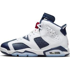 Air Jordan 6 Retro Big Kids' Shoes (384665-164, White/Midnight Navy/Varsity Red)
